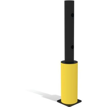 D-Flexx - Juliet päätypylväs portti Ø 110 x 1200 mm - Joustava modulaarinen este - Sisä- ja ulkokäyttöön - Ruuvattava kiinnitys - Musta/keltainen