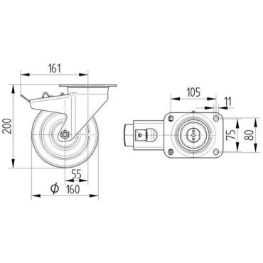 Tente - Vauhtipyörä polyamidia pyörän halkaisija 160 mm