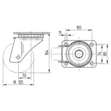 Tente - Vauhtipyörä polyamidia pyörän halkaisija 125 mm