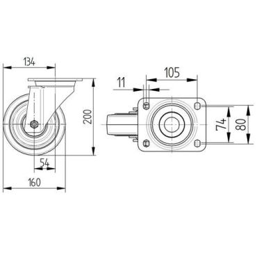 Tente - Vauhtipyörä polyamidia pyörän halkaisija 160 mm