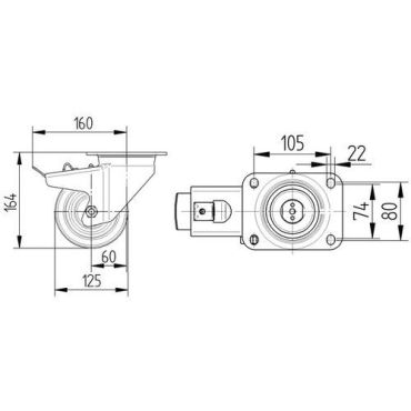 Tente - Vauhtipyörä polyamidia pyörän halkaisija 125 mm