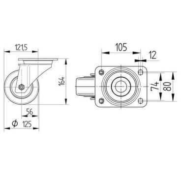Tente - Vauhtipyörä polyamidia pyörän halkaisija 125 mm
