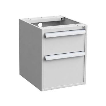 Treston - Laatikosto L - 2 laatikkoa 560 mm korkea vaaleanharmaa teräs 60 kg/laatikko