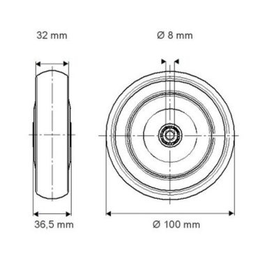Tente - Kiinteä polypropeenipyörä pyörän halkaisija 100 mm