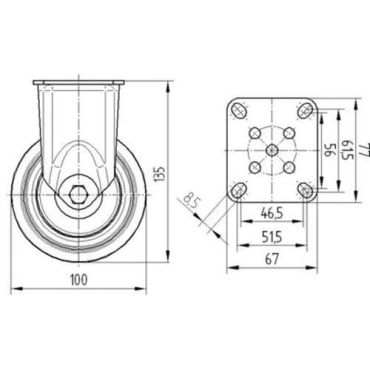 Tente - Kiinteä polypropeenipyörä pyörän halkaisija 100 mm