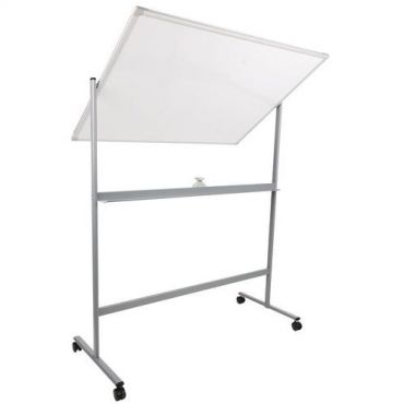 Manutan Expert - Siirrettävä kaksipuolinen valkotaulu 120x90 cm - Magneettinen kääntyvä alumiinirunkoinen