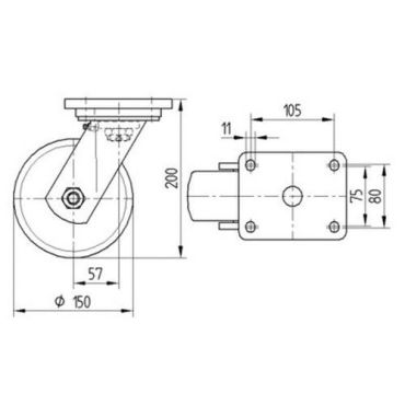 Tente - Valurautainen vauhtipyörä pyörän halkaisija 150 mm