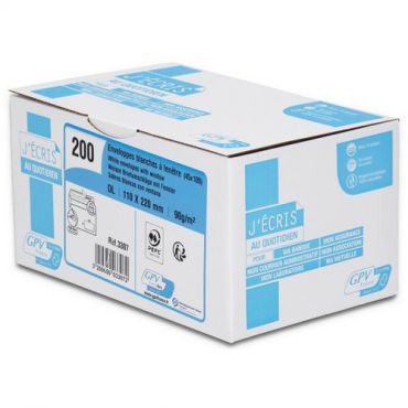 Gpv - Kirjekuori dl 110x220 valkoinen 90 g/m² ikkuna 45x100mm - 200