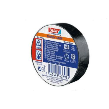 Tesa - Eristysteippi 53988 vde/iec pvc musta 10 m x 15 mm 10 kpl