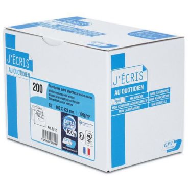 GPV - Kirjekuori C5 162x229mm - Erittäin valkoinen ikkunallinen 45x100mm 100g/m² 100% kierrätettävä