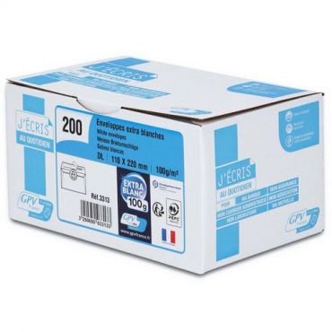 Gpv - Kirjekuori dl 110x220 extra valkoinen - laatikko 200 kpl