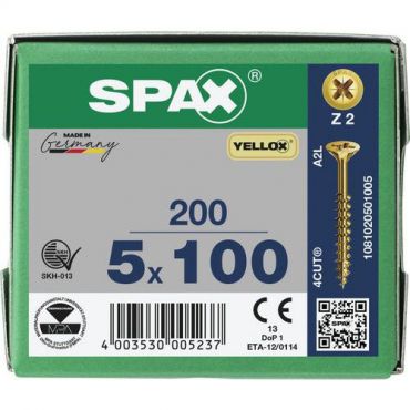 Spax - Ruuvi uppopäällä pozidriv täyskierre yellox ø 5x100