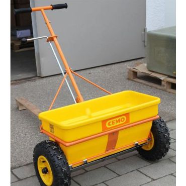 Cemo - Hiekan- ja suolansirotin KS 35-E - 35 L tilavuus - 0.6 m levitysleveys - Keltainen/Oranssi
