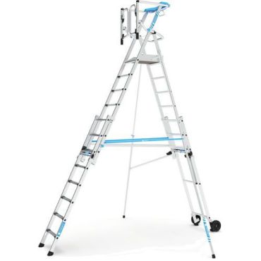 Zarges - Teleskooppinen tasotikas ZAP Masterflex Plus S - 12 askelmaa 5.05 m työkorkeus 150 kg kantavuus alumiini