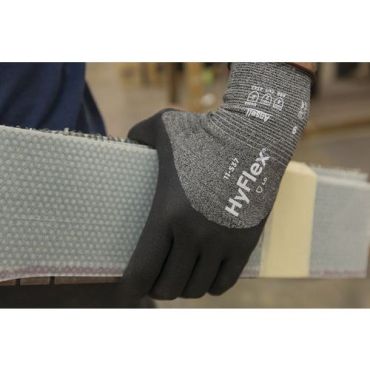 Ansell - HyFlex 11-537 työkäsineet - Koko 8 harmaa - Nitriilipinnoite leikkaussuoja B 12 paria