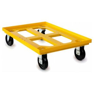 Nopla - Kuljetin keltainen 620x420x158 - 250 kg kapasiteetti - 4 pyörää (2 kiinteää 2 kääntyvää) - ABS muovi