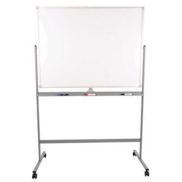 Manutan Expert - Siirrettävä kaksipuolinen valkotaulu 120x90 cm - Magneettinen kääntyvä alumiinirunkoinen
