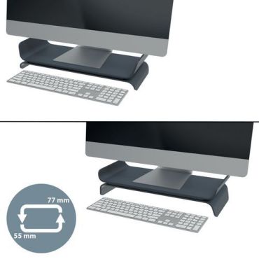 Leitz - Säädettävä näytön jalusta - Tummanharmaa - 50 % kierrätettyä materiaalia - Ergonominen ja ekologinen
