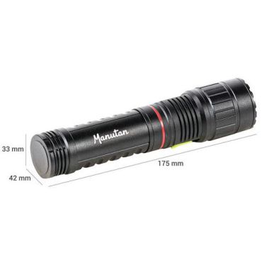 Manutan Expert - Ladattava LED-taskulamppu - 300 lm 110 m kantama IPX4 iskunkestävä kylmä valkoinen