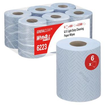 Wypall - Paperipyyhkeet L20 Cleaning - Sininen - 2 kerrosta 400 arkkia/rulla - Tehokas ja imukykyinen