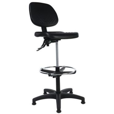 Linea Fabbrica - Tecno työpajatuoli korkea musta - Säädettävä istuin polyuretaani 550-800 mm korkeus