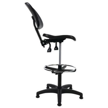 Linea Fabbrica - Tecno työpajatuoli korkea musta - Säädettävä istuin polyuretaani 550-800 mm korkeus