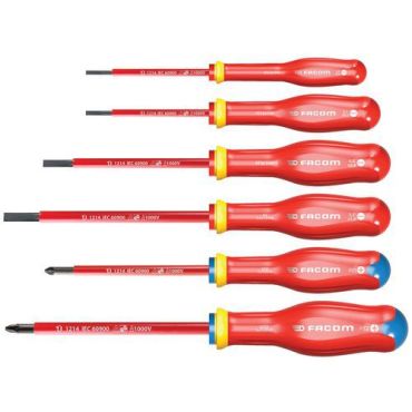 Facom - Ruuvimeisselisarja 6 osaa Protwist 1000V - Rako 1000V eristys Ergonominen