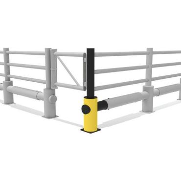 D-Flexx - Juliet R-päätypylväs 90o - Ø 110 x 1200 mm - Joustava modulaarinen este sisä- ja ulkokäyttöön - Ruuvattava kiinnitys - Musta/keltainen