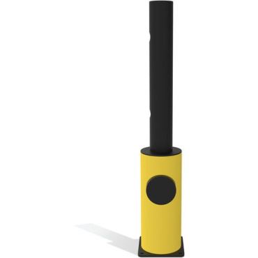 D-Flexx - Juliet R-päätypylväs 90o - Ø 110 x 1200 mm - Joustava modulaarinen este sisä- ja ulkokäyttöön - Ruuvattava kiinnitys - Musta/keltainen