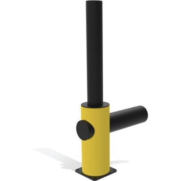 D-Flexx - Juliet R-päätypylväs 90o - Ø 110 x 1200 mm - Joustava modulaarinen este sisä- ja ulkokäyttöön - Ruuvattava kiinnitys - Musta/keltainen