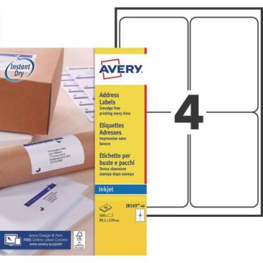 Avery - 160 etiketin pakkaus 99,1x39 mm - valkoinen