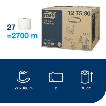 Tork Compact WC-paperi - 2 kerrosta 24 rullaa - Kierrätetty paperi ympäristöystävällinen