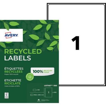 Avery - Lasertarrasarja 100 kpl - 199,6x289,1 mm - Kierrätetty materiaali - FSC-sertifioitu