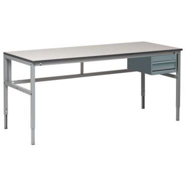 WFI - Työpenkki Workshop 300 kg Vinyyli 2000x600mm Laatikostolla - Säädettävä Korkeus 730-980mm - Tukeva ja Tilava