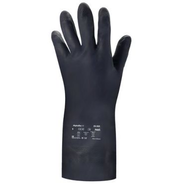 Ansell - Käsineet kemikaali AlphaTec 29-500 - Koko 9 - Latex - Musta - 12 paria