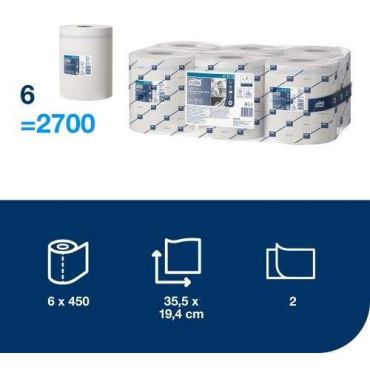 Tork - Maksi pyyherulla valkoinen - 450 arkkia - 2 kerrosta - 100 % kierrätettyä selluloosaa - Eurooppalainen ympäristömerkki