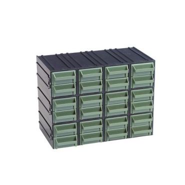 Mobil Plastic - Laatikosto malli A - Vihreä 24 laatikkoa PVC 225x133x169mm Kierrätetty 60%
