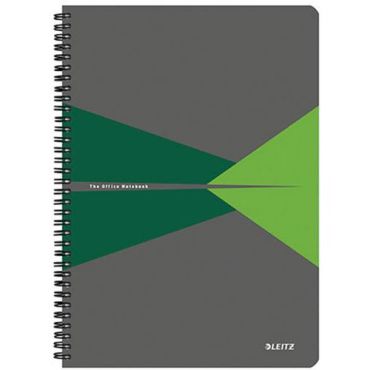 5 Kpl Pakkaus - Leitz - Muistikirja Office PP A4 Viivoitettu Vihreä - Kierresidottu 90 sivua 90 g/m²