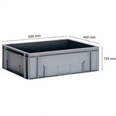 UTZ - Muovilaatikko EU perus 22 L harmaa - 600 x 400 mm - Pinottava kestävä kierrätettävä