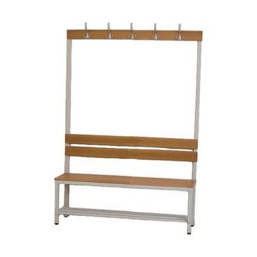 Pukuhuonepenkki vaateripustimella Praktisk 1200x400x1820mm harmaa 5 koukkua pistorasia