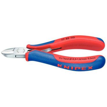 Knipex - Sivuleikkurit elektroniikkaan 115mm - Diagonaalinen leikkaus - Jousi ja bimateriaalikahva - 1,2mm kapasiteetti