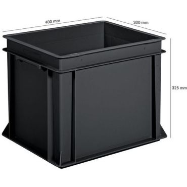 UTZ - Muovilaatikko 30 L Musta - 400 x 300 mm Pinottava Kierrätetty
