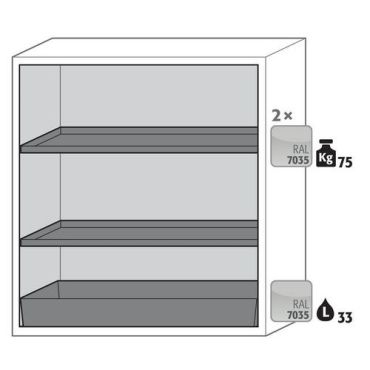 Asecos - Paloturvakaappi S-CLASSIC-90 - 90 min paloluokka 22 L keräystilavuus 1298 mm korkea keltainen