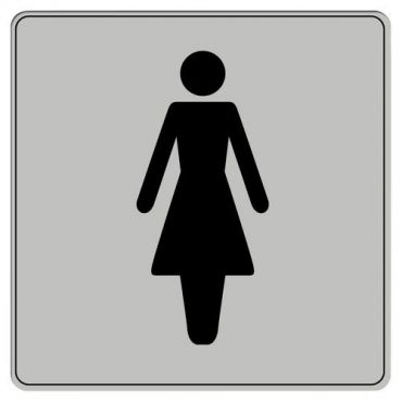 Novap - Naisten WC-kyltti pleksilasia - Harmaa 9x9 cm - Tarrakiinnitys kierrätettävä