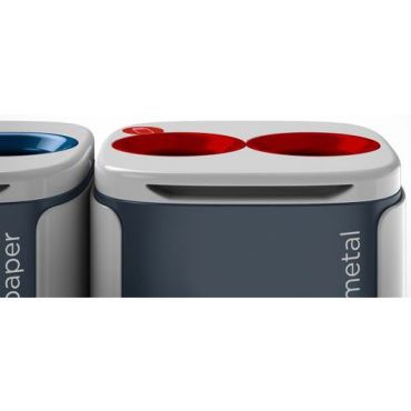 Mbg Sweden - Jätteenlajitteluastia Wastee Metalli - 60L - Kestävä ja Kätevä - Punainen Kansi