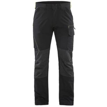 Blaklader - Työhousut 4-way stretch Musta/Huomio keltainen - Koko 40 - Polyamidi - Unisex
