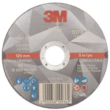 3m - T41 hopea litteä leikkauslaikka 125 x 1,6 mm
