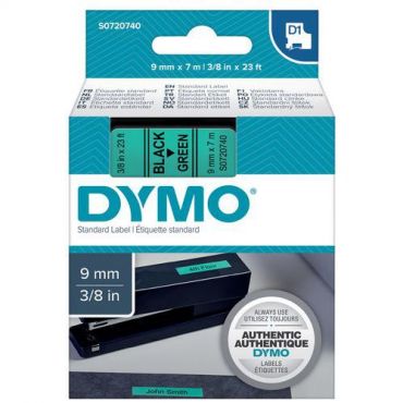 Dymo - D1 etiketti 9mmx7m musta/vihreä