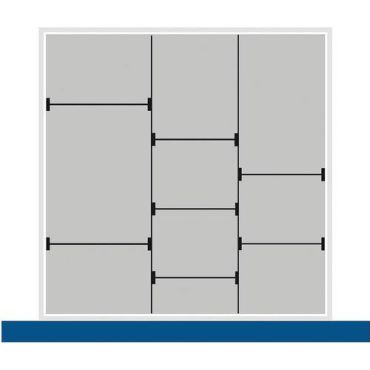 Bott - Laatikkolokero 10 lokerolla - 525x525x75 mm - Hopea