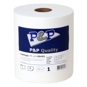 P&P - Pesulappu rullassa - 6x65 m - Arkat erikoispaperi - Valkoinen